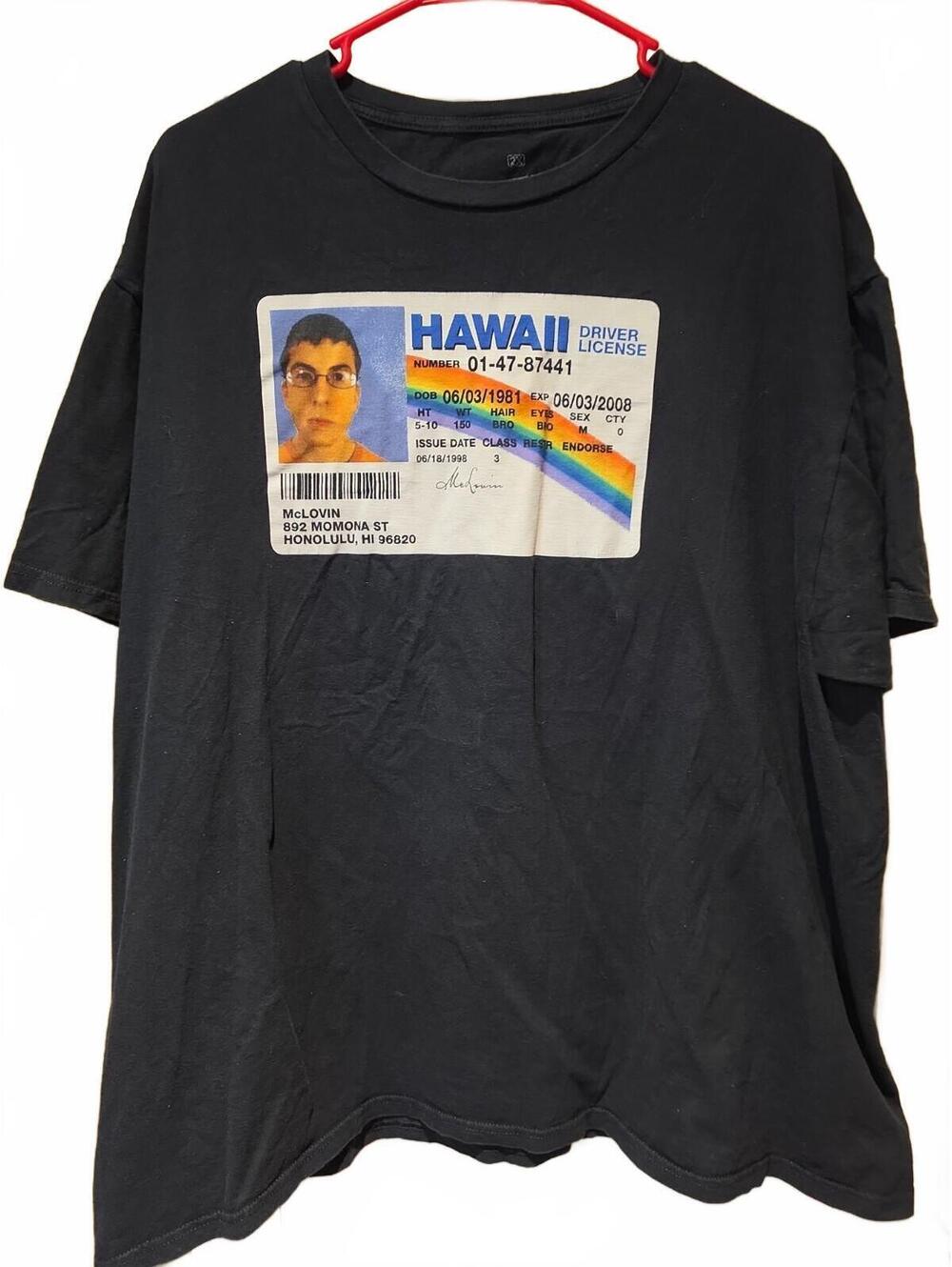 Superbad McLovin Hawaii Driver License Graphic T-Shirt Size 2XL Movie Tee